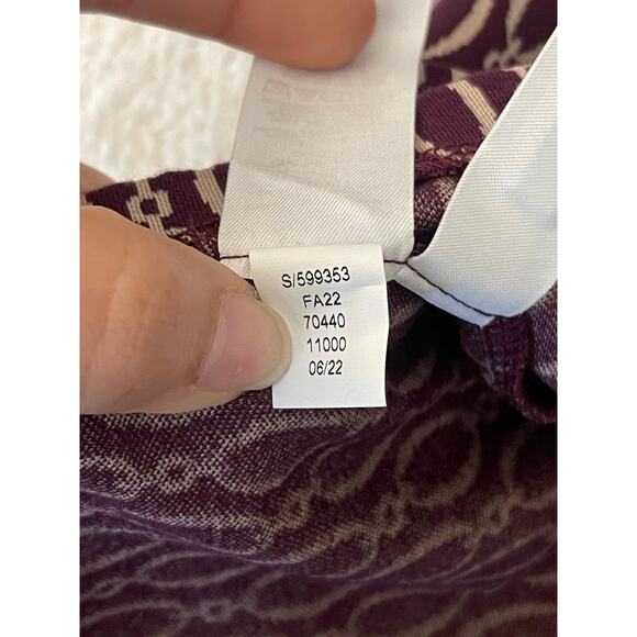 Ann Tylor Womens Belted Sheath Chain Print Midi Dress Burgundy 4P Boardroom Chic - Picture 8 of 14